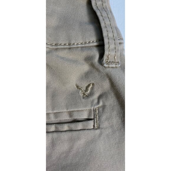 American Eagle Outfitter Khaki Pants Womens 6 Short Kick Boot Stretch School Y2K - Picture 10 of 13